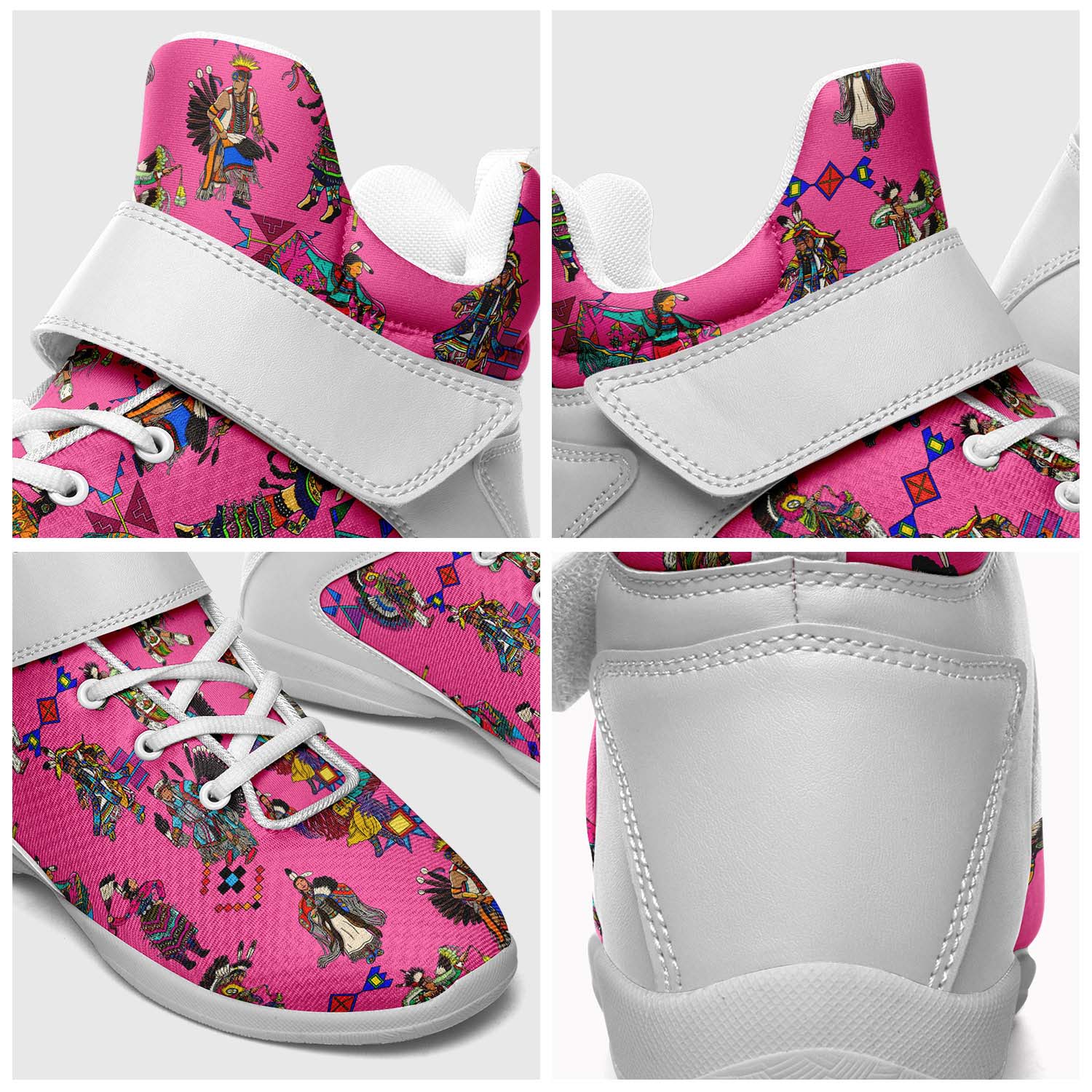 Grand Entry Dancer Pink Ipottaa Basketball / Sport High Top Shoes - White Sole