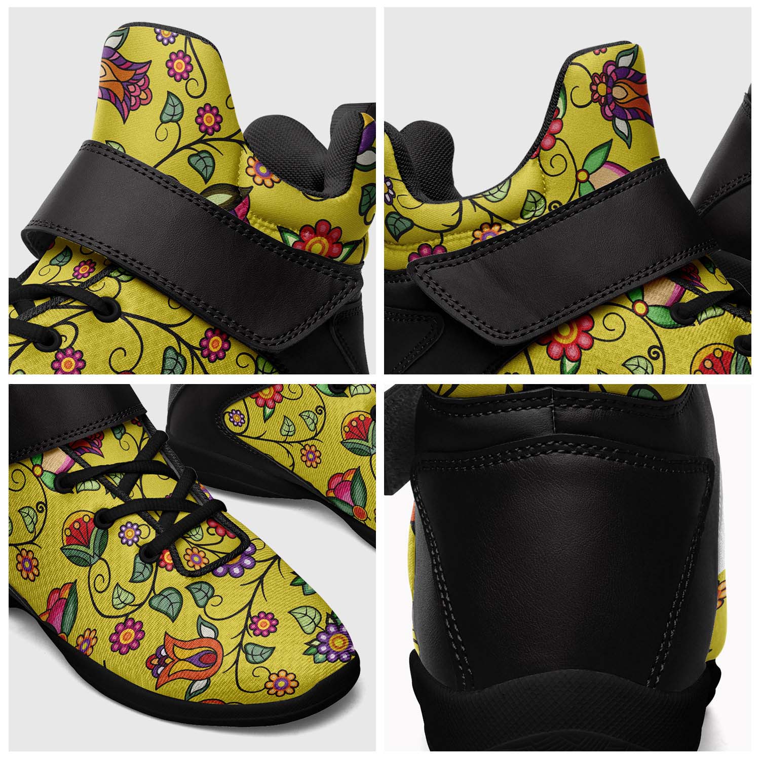Heartbeat Petals Yellow Ipottaa Basketball / Sport High Top Shoes - Black Sole