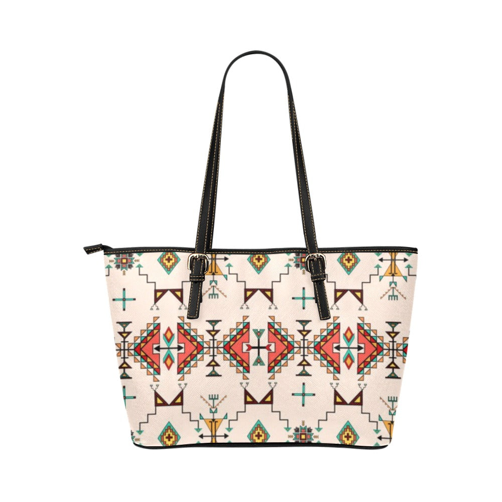 Thunder Flight Cream Leather Tote Bag/Large