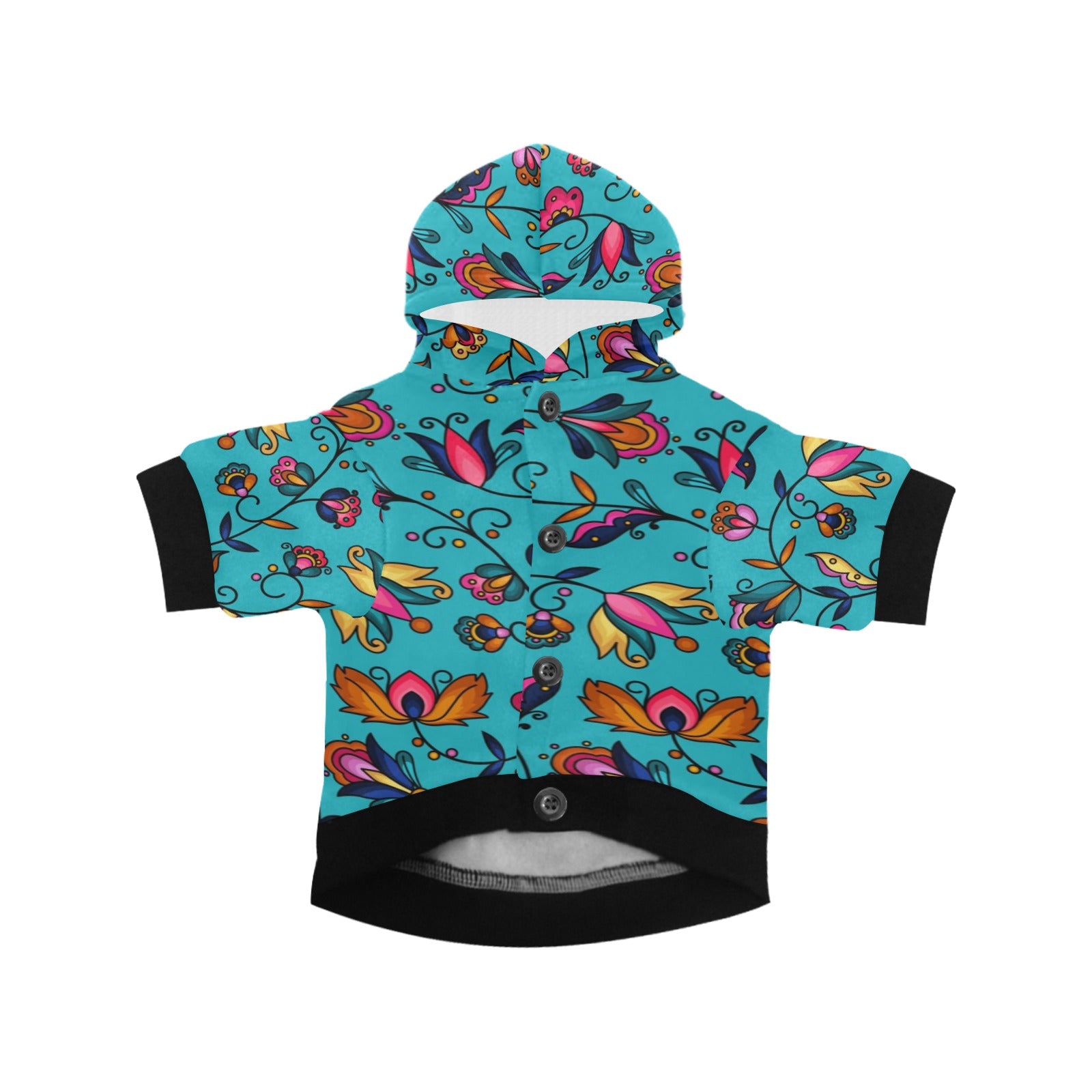 Copper Prairie Petals Turquoise Pet Dog Hoodie