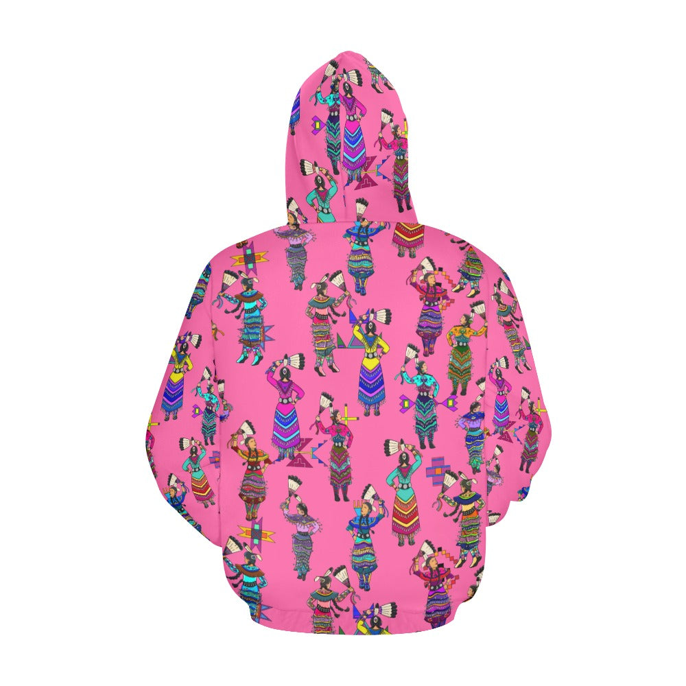 Women's Jingle Dancers Pink Hoodie for Women (USA Size)