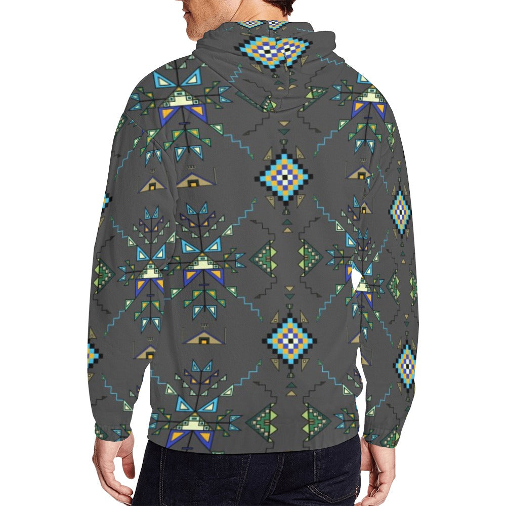 Bear Shield Gray Men's Zipper Hoodie