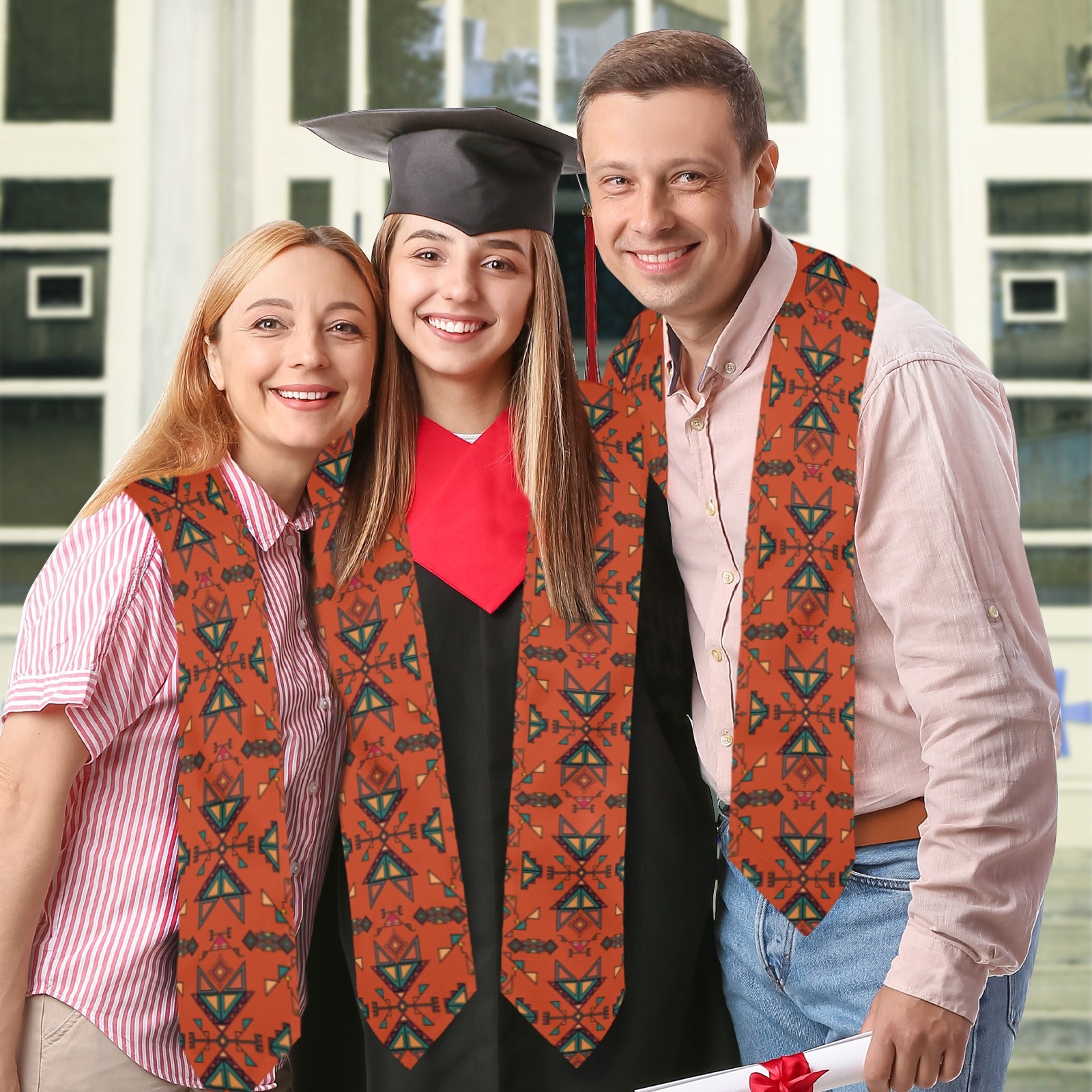 Arrow Dawn Orange Graduation Stole