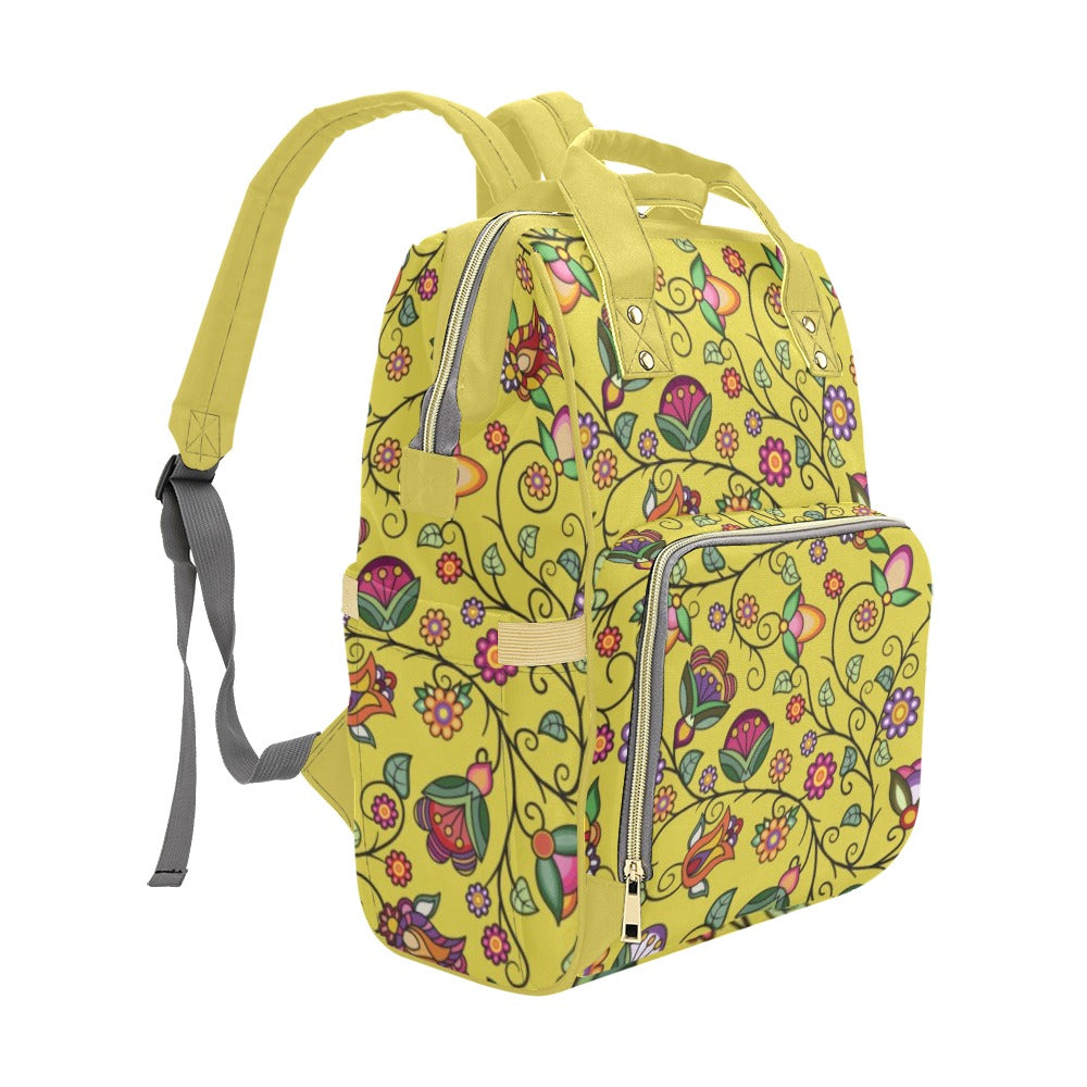 Heartbeat Petals Yellow Multi-Function Diaper Backpack/Diaper Bag