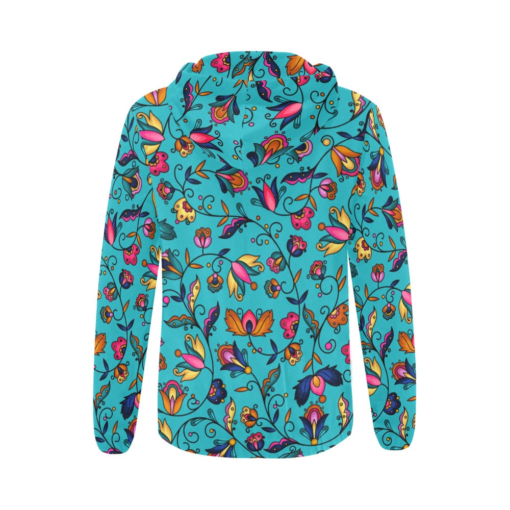 Copper Prairie Petals Turquoise Full Zip Hoodie for Women