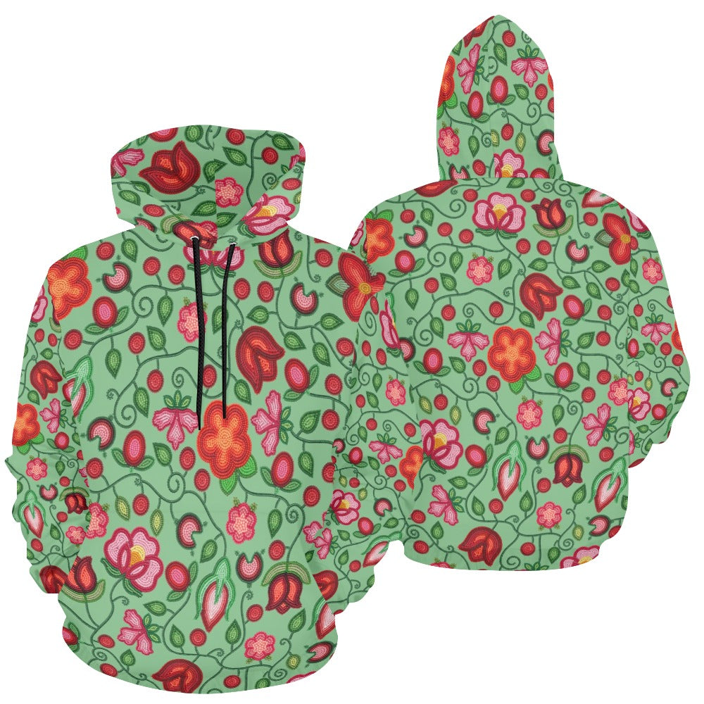 Rose Reverie Green All Over Print Hoodie for Women (USA Size)