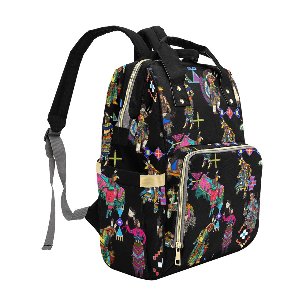 Grand Entry Dancers Black Multi-Function Diaper Backpack/Diaper Bag