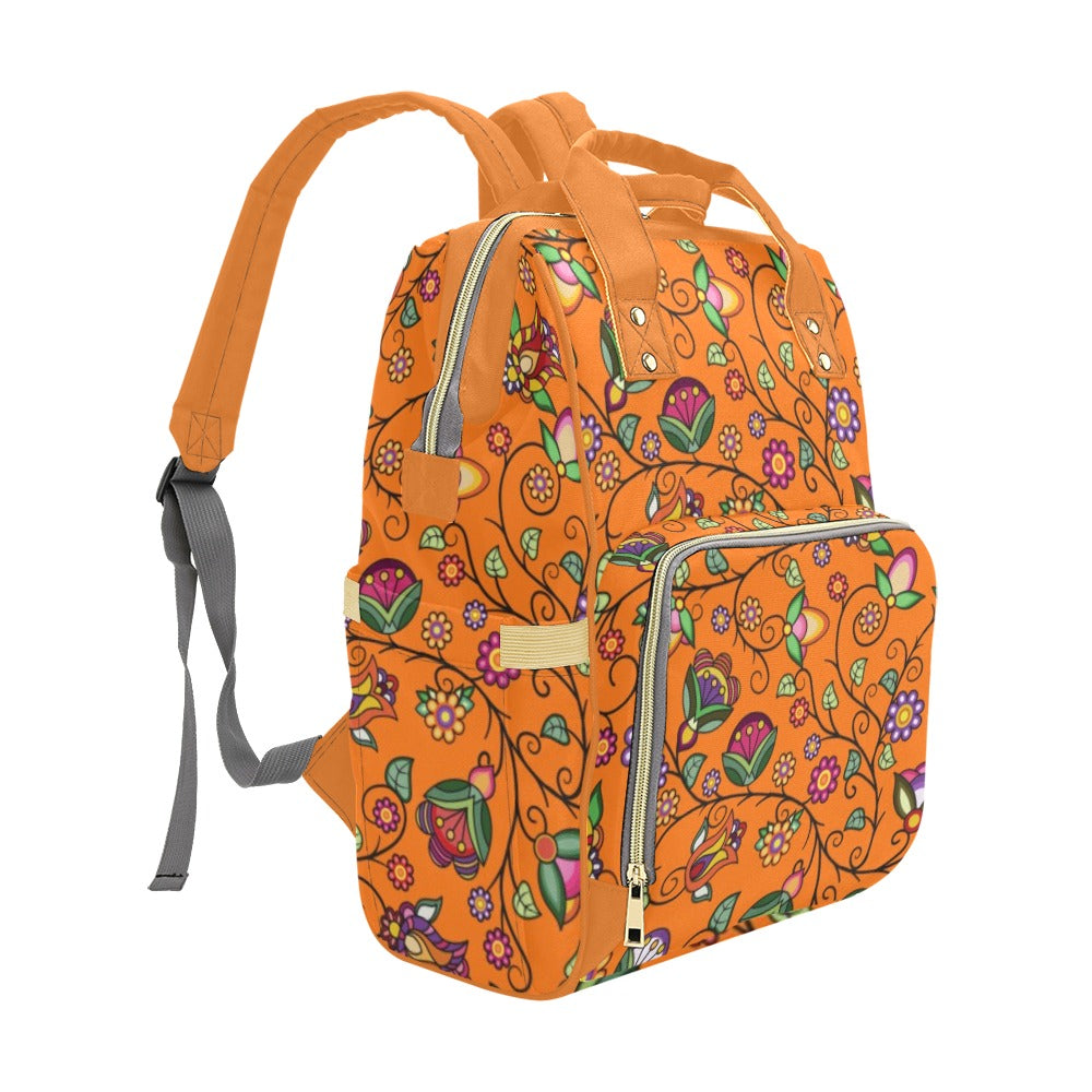 Heartbeat Petals Orange Multi-Function Diaper Backpack/Diaper Bag