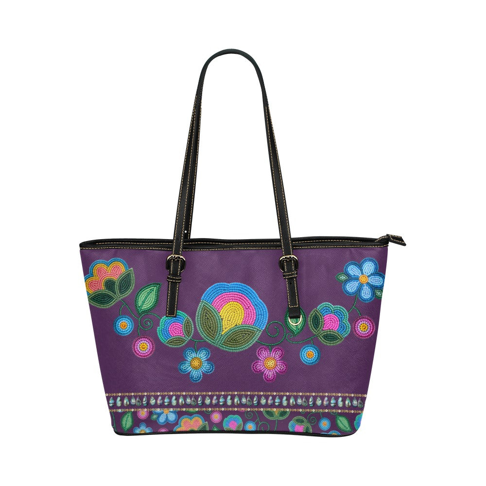 Turquoise Sunbeam Leather Tote Bag/Large