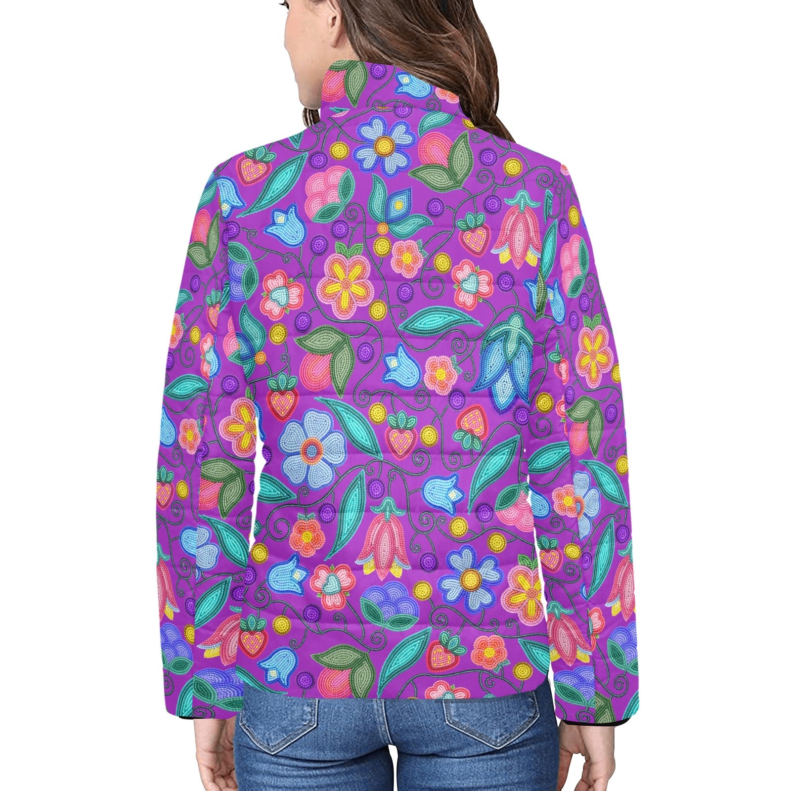 Sweet Offering Purple Women's Stand Collar Padded Jacket