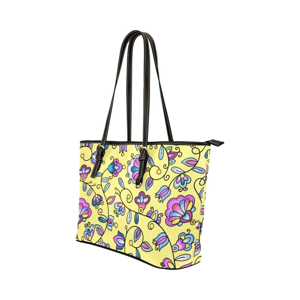 Autumn Bundle Blessing Yellow Leather Tote Bag/Large