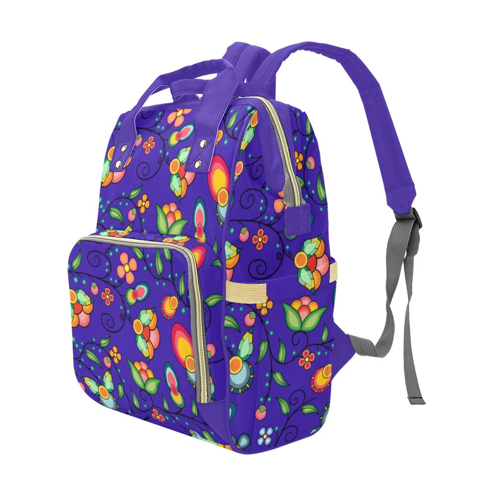 Floral Bounty Blue Multi-Function Diaper Backpack/Diaper Bag