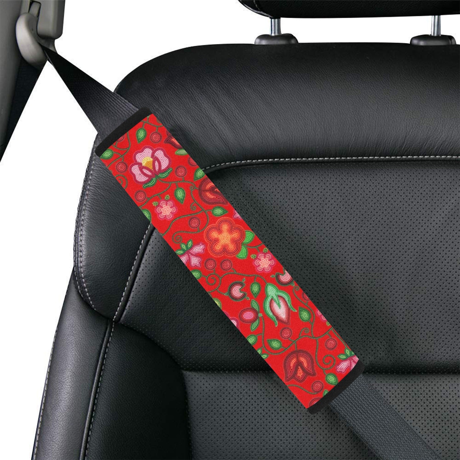 Rose Reverie Red Car Seat Belt Cover 7''x12.6'' (Pack of 2)