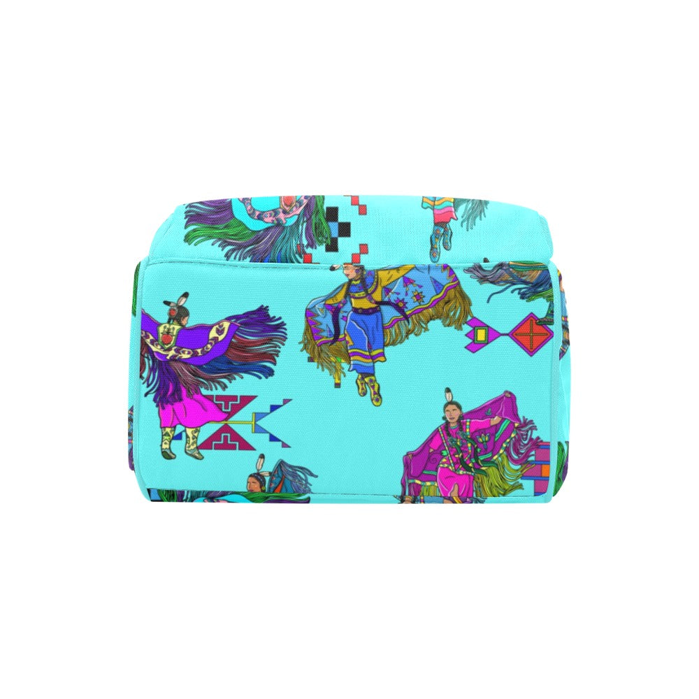 Women's Fancy Dancers Turquoise Multi-Function Diaper Backpack/Diaper Bag