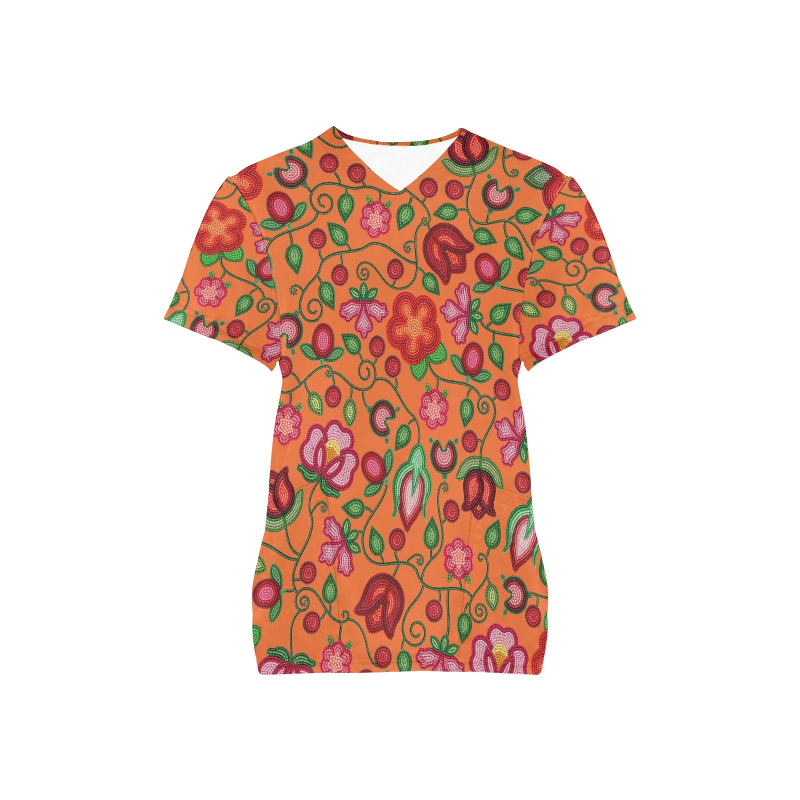 Rose Reverie Orange Scrub Top