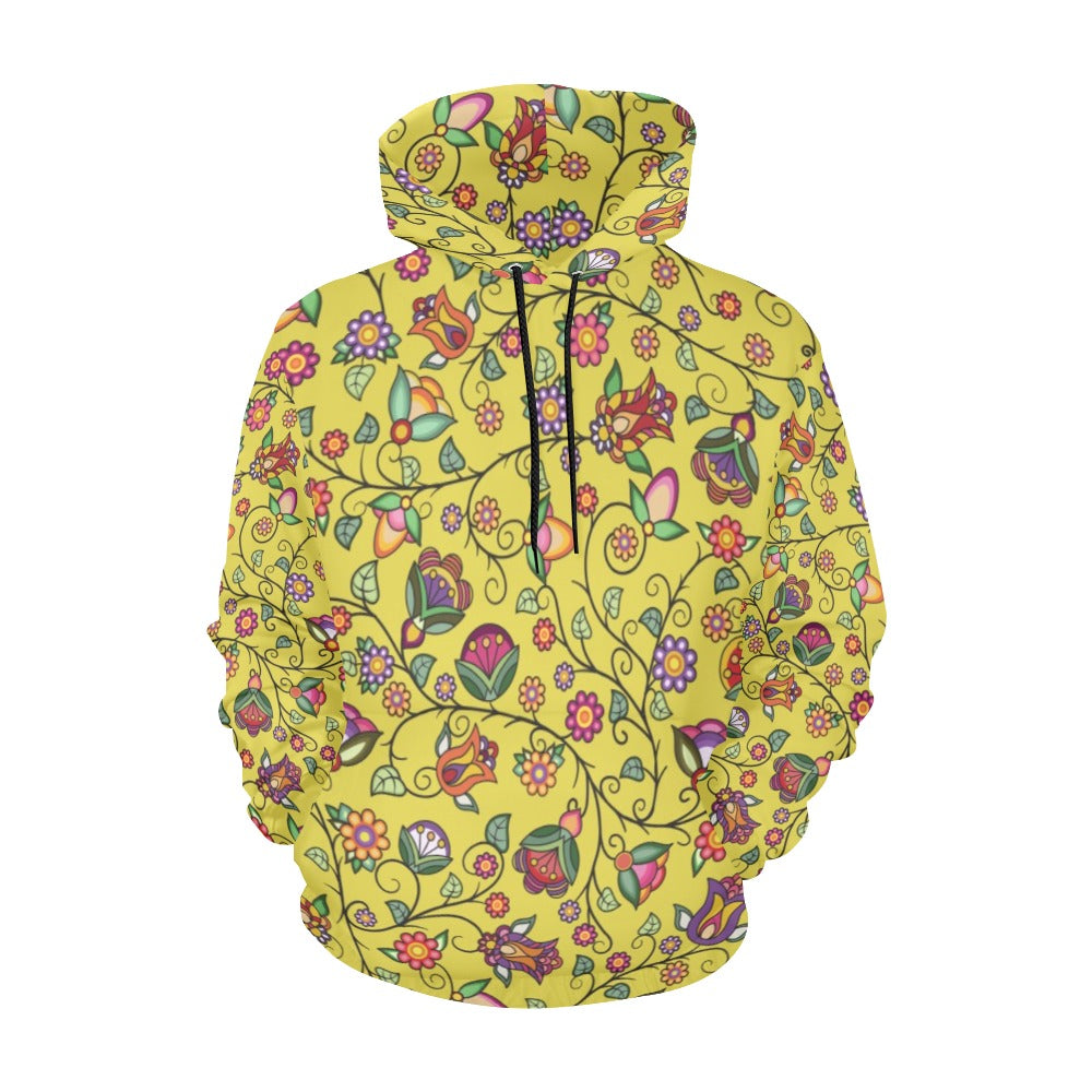 Heartbeat Petals Yellow Hoodie for Women (USA Size)