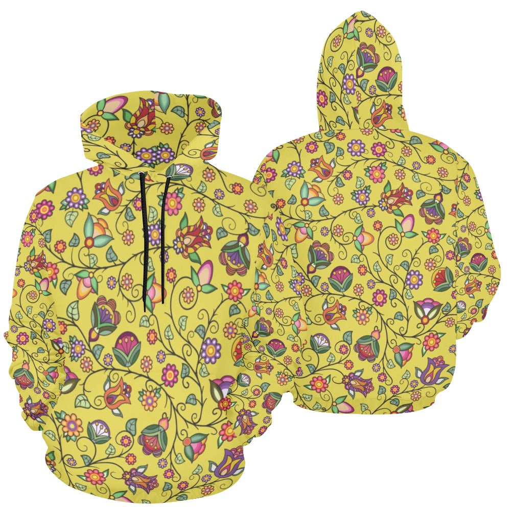 Heartbeat Petals Yellow Hoodie for Women (USA Size)