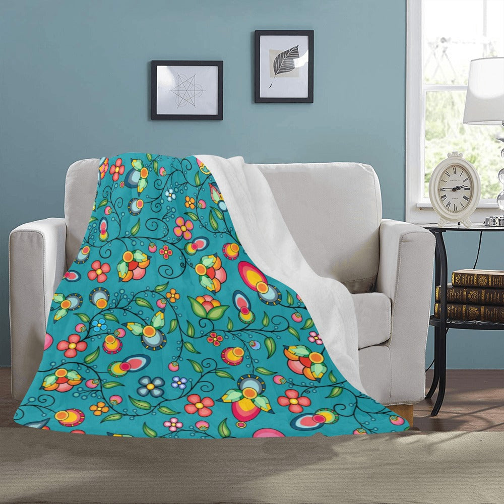 Floral Bounty Teal Ultra-Soft Micro Fleece Blanket 50"x60"