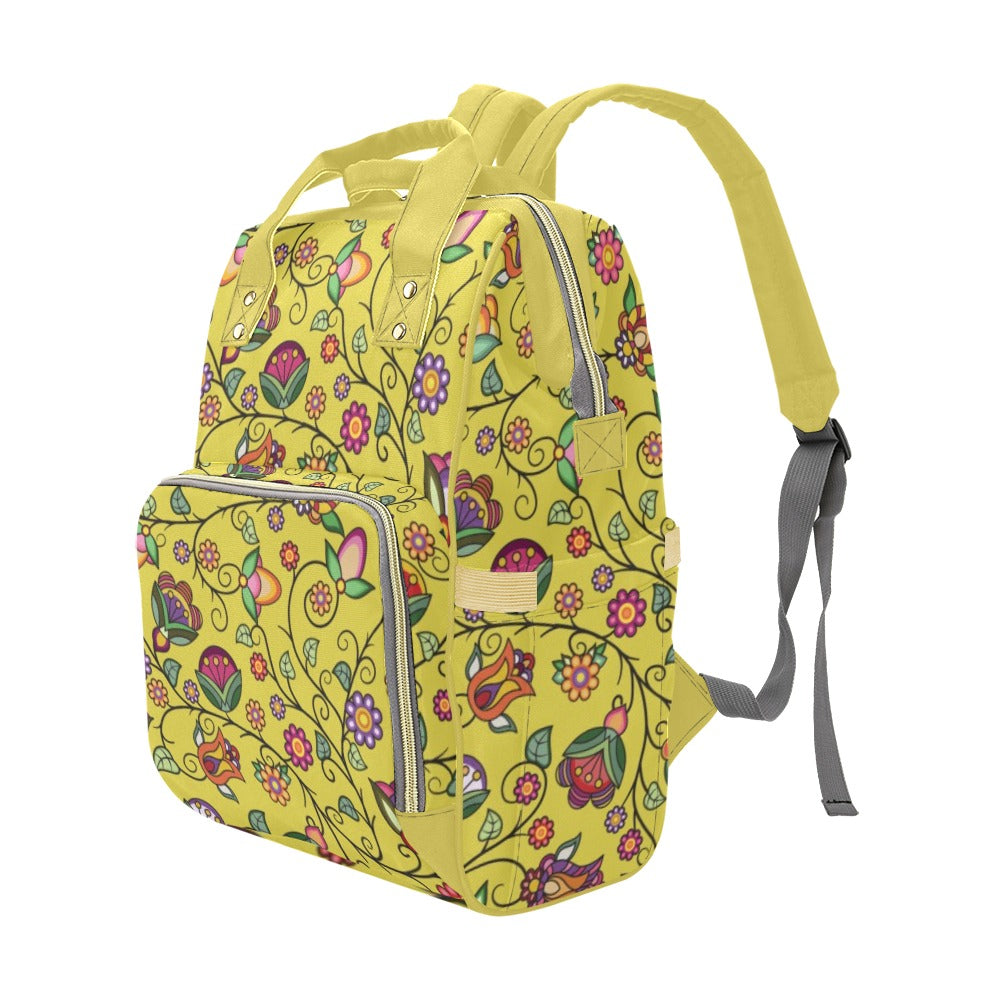 Heartbeat Petals Yellow Multi-Function Diaper Backpack/Diaper Bag
