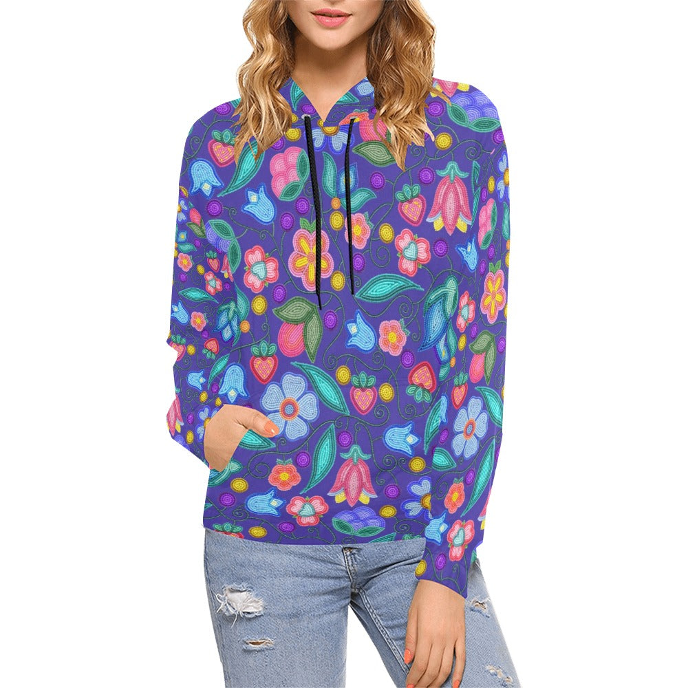 Sweet Offering Indigo All Over Print Hoodie for Women (USA Size)