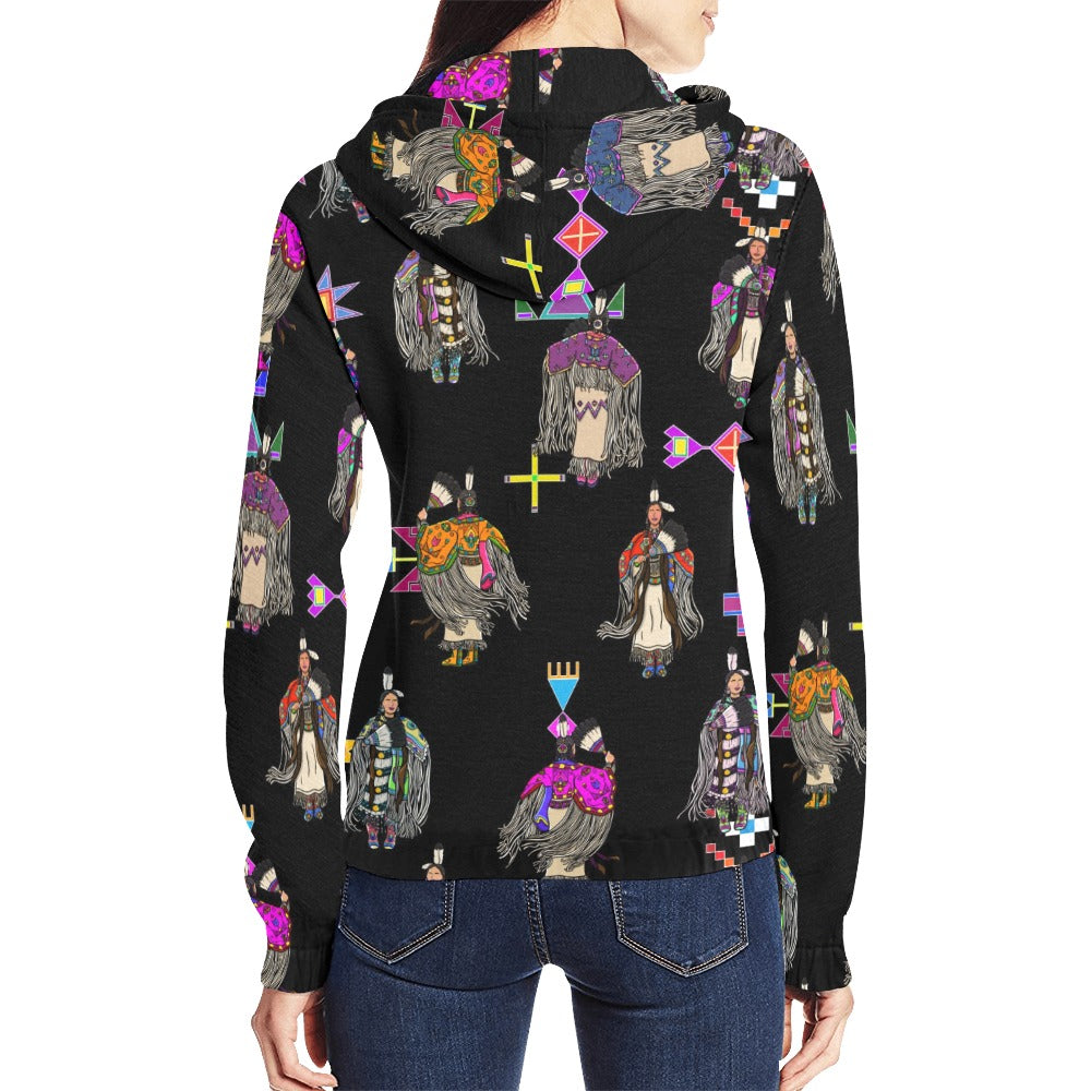 Women's Tradish Dancers Black Full Zip Hoodie for Women