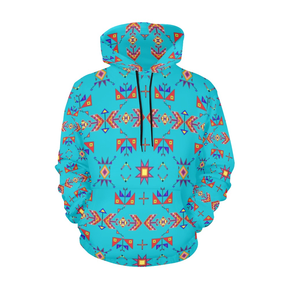 Scattered Generations Turquoise Hoodie for Women (USA Size)