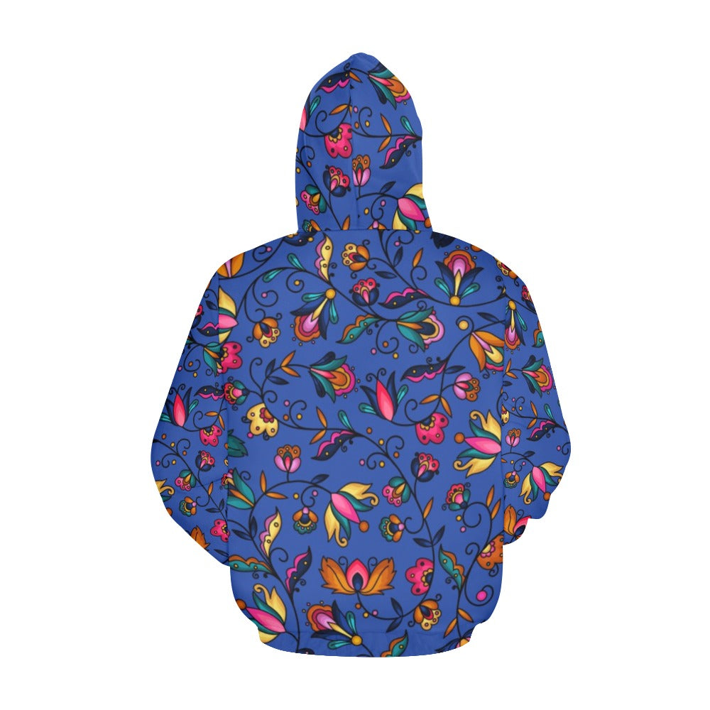 Copper Prairie Petals Blue Hoodie for Women (USA Size)
