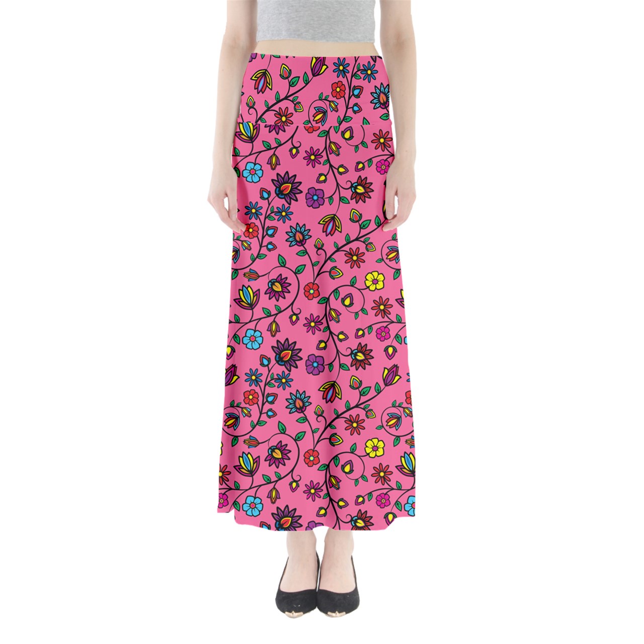 Nature's Nexus  Blush Full Length Maxi Skirt