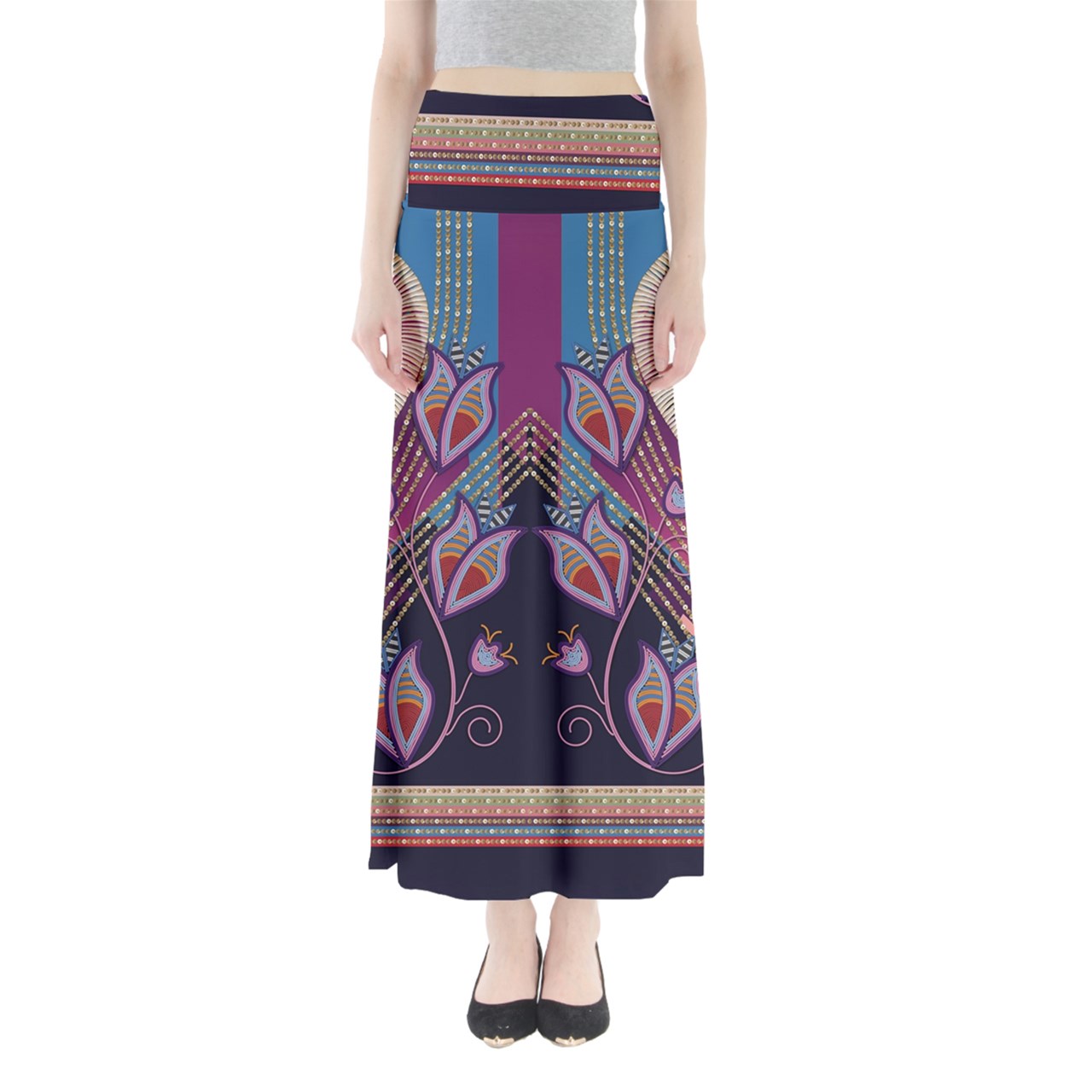 Dentalium Dreams Sky Full Length Maxi Skirt