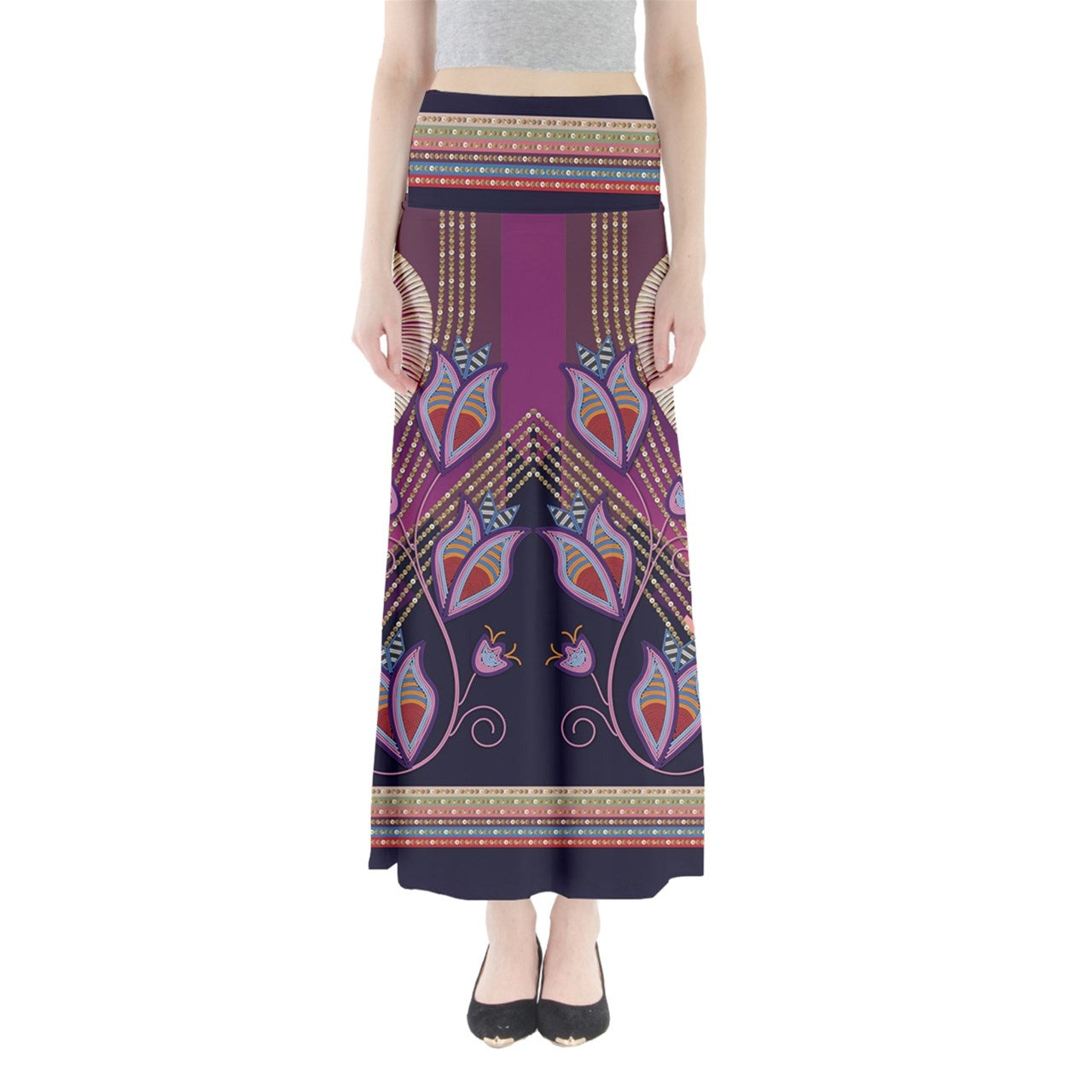 Dentalium Dreams Berry Full Length Maxi Skirt