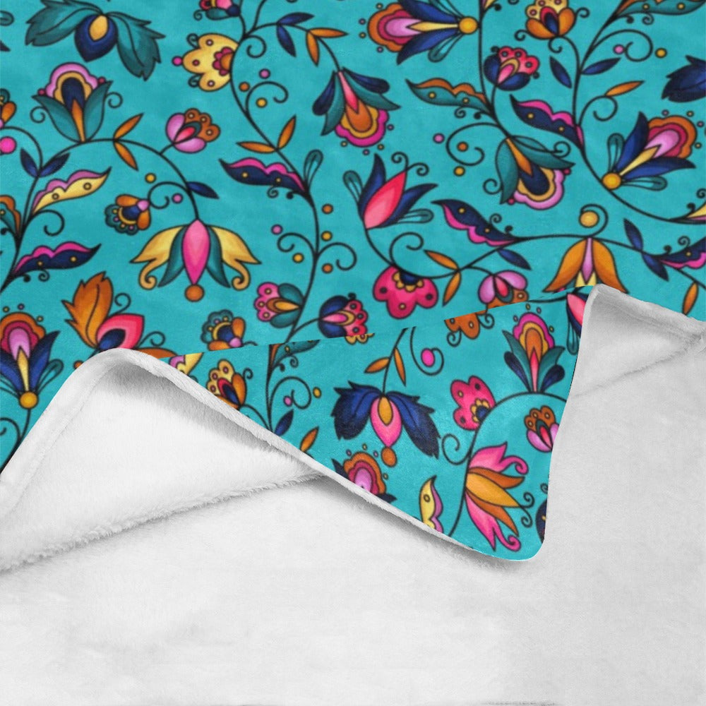 Copper Prairie Petals Turquoise Ultra-Soft Micro Fleece Blanket 50"x60"