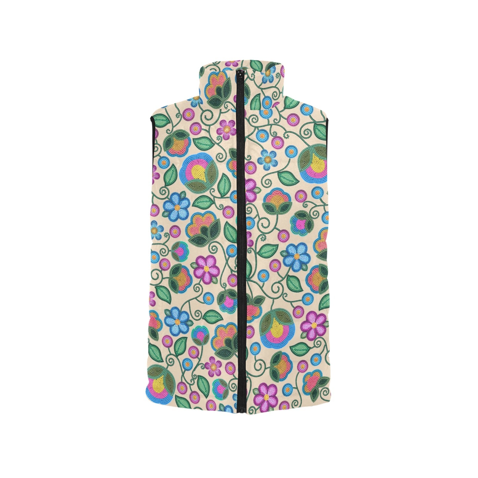 Turquoise Sunbeam Cream Women's Padded Vest Jacket