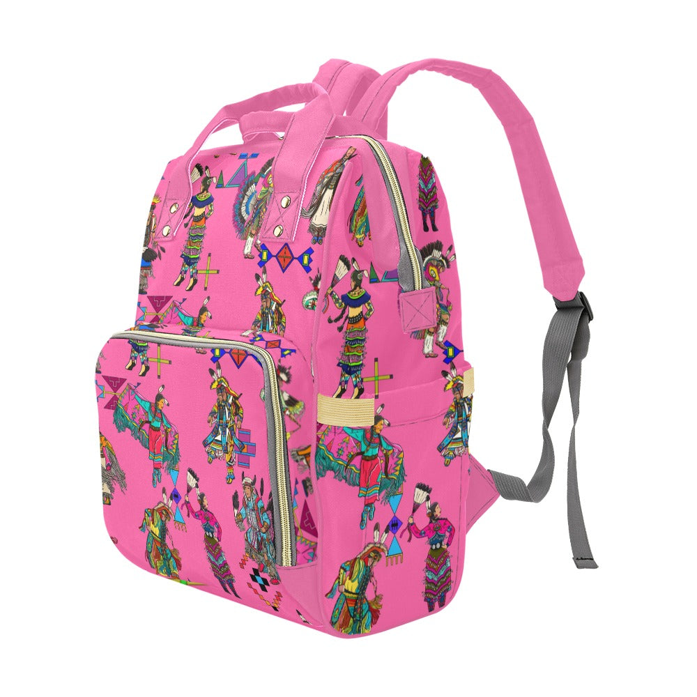 Grand Entry Dancer Pink Multi-Function Diaper Backpack/Diaper Bag
