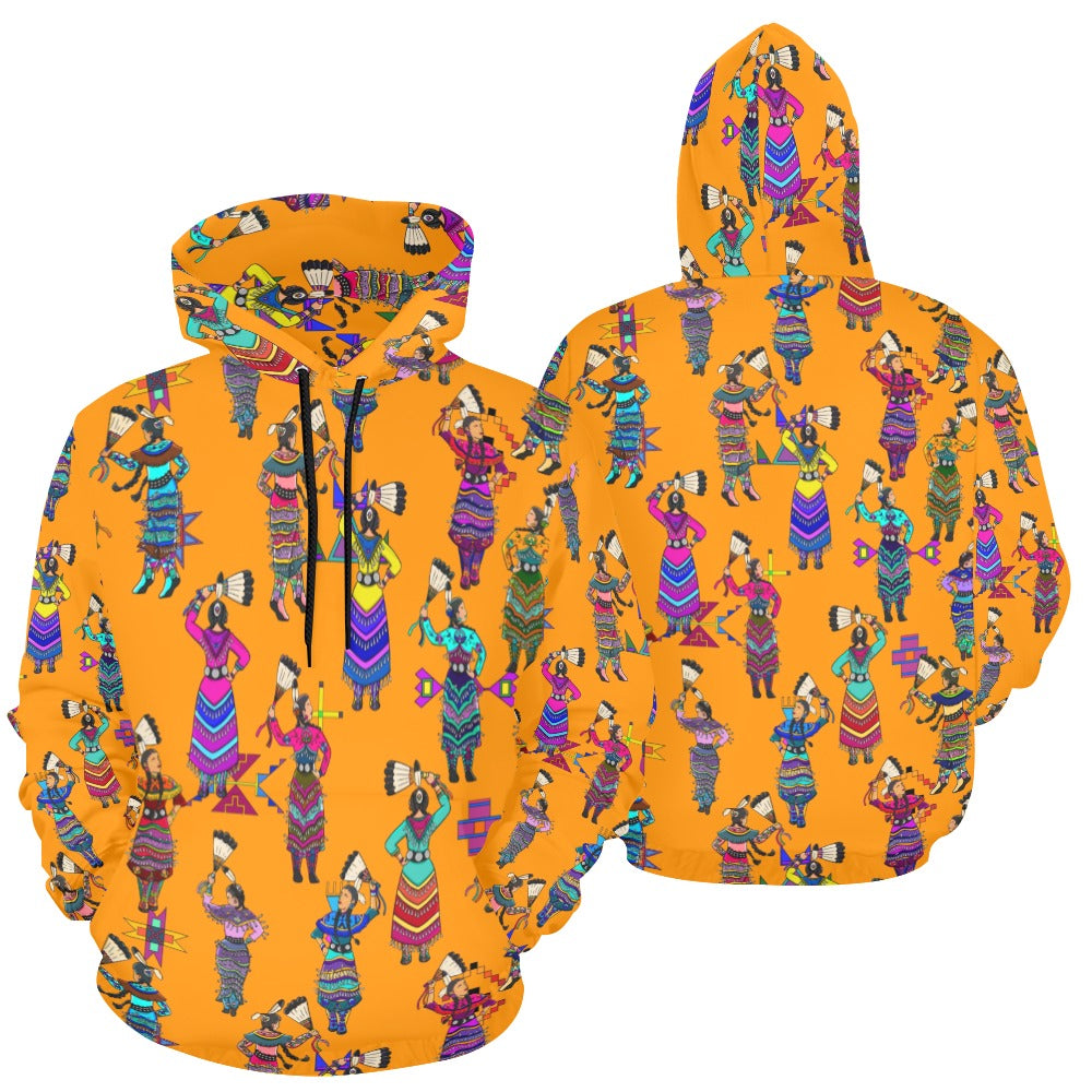 Women's Jingle Dancers Orange Hoodie for Women (USA Size)