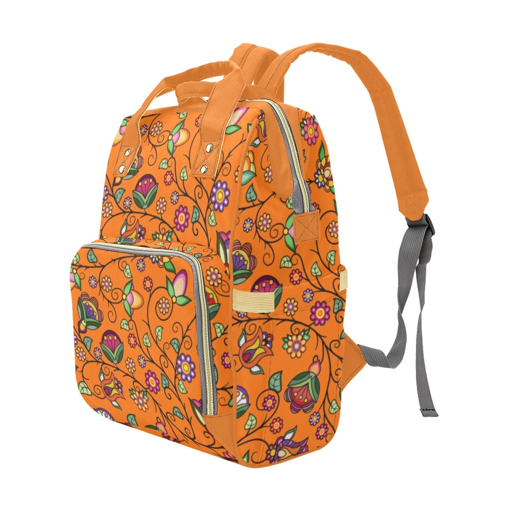 Heartbeat Petals Orange Multi-Function Diaper Backpack/Diaper Bag