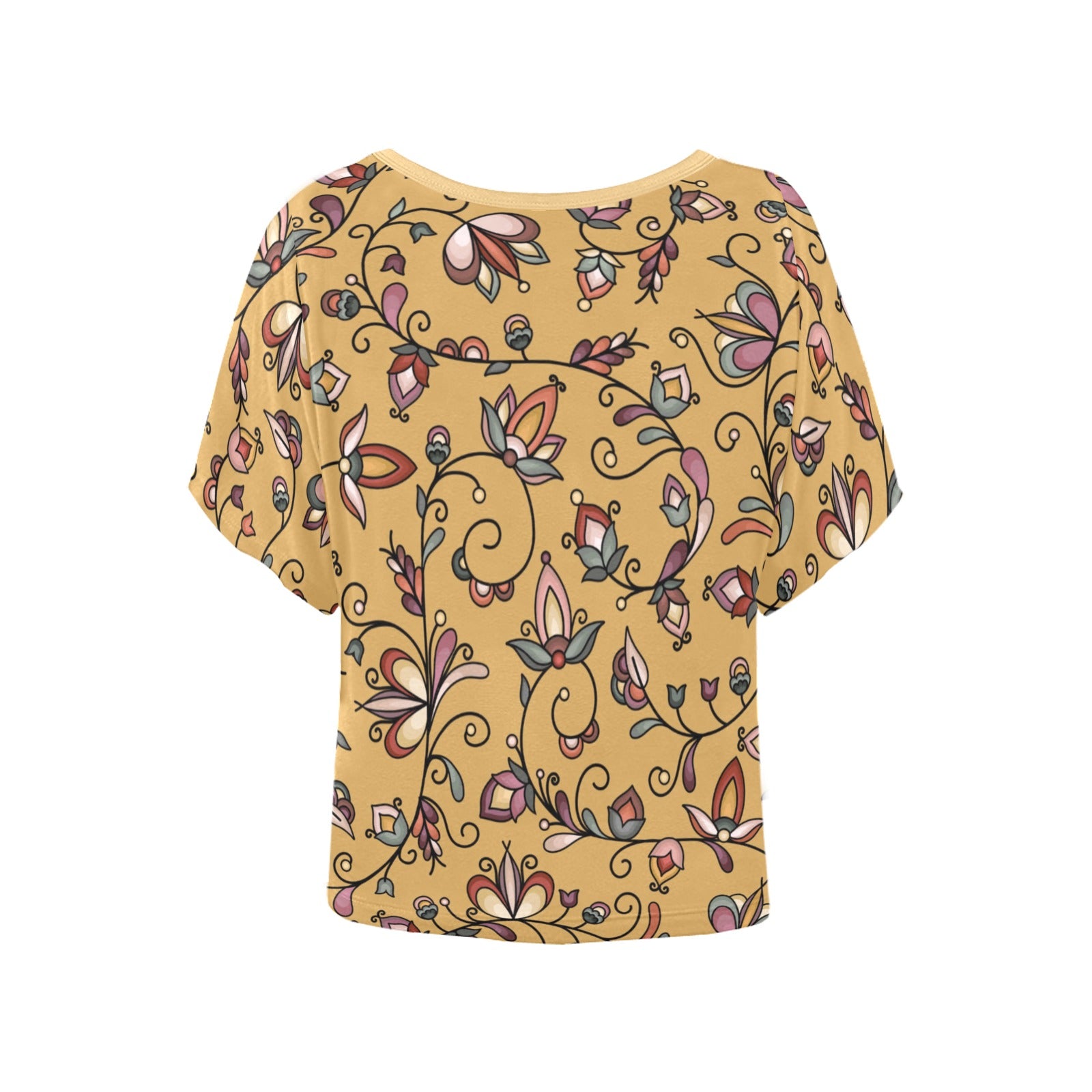 Burnt Sky Petals Gold Women's Batwing-Sleeved Blouse T shirt
