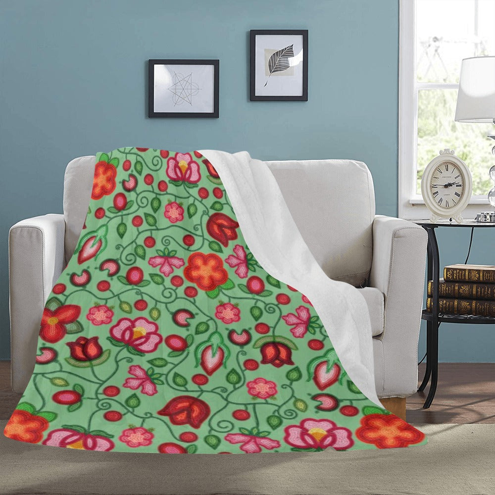 Rose Reverie Green Ultra-Soft Micro Fleece Blanket 60"x80"