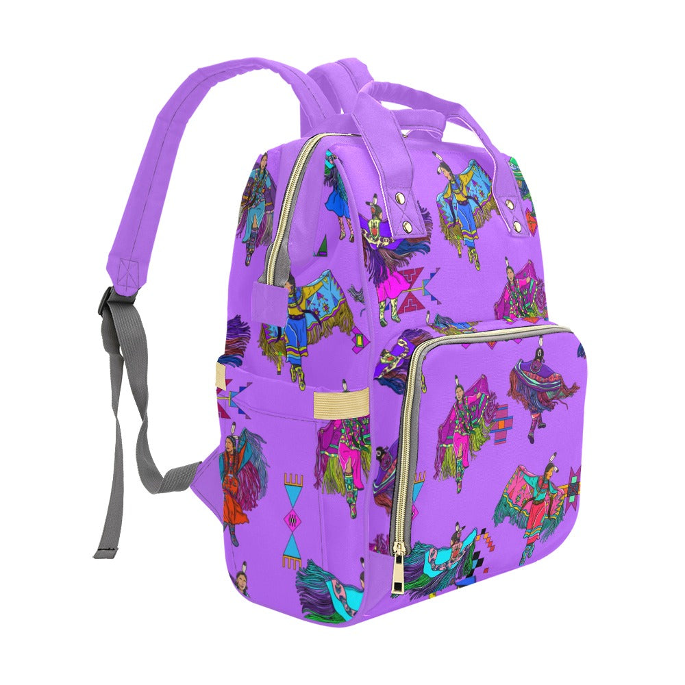Women's Fancy Dancers Purple Multi-Function Diaper Backpack/Diaper Bag
