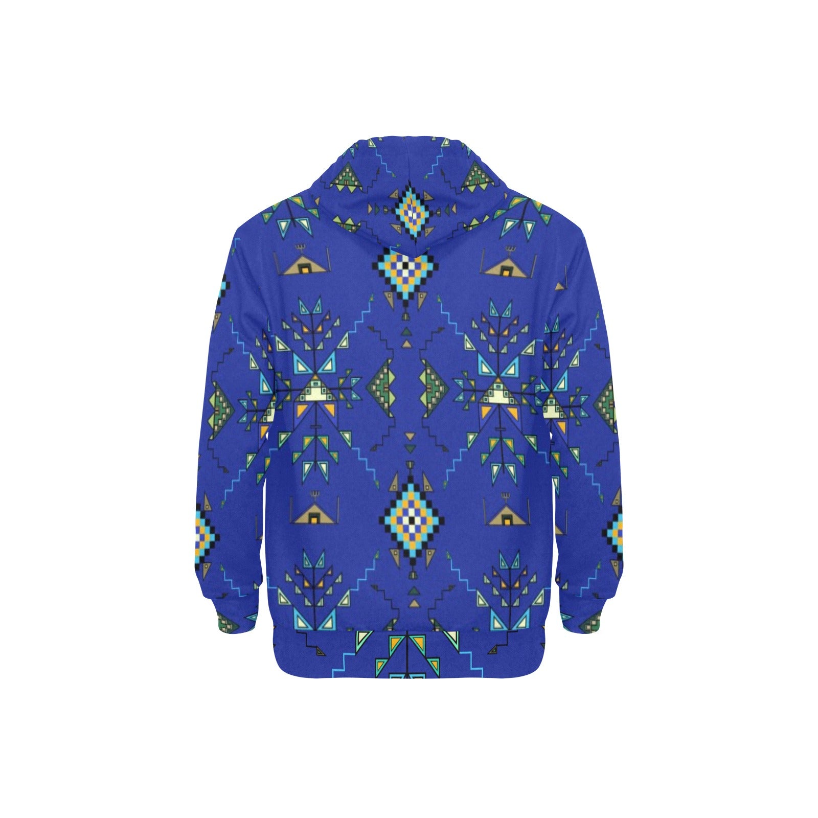 Bear Shield Dark Blue Men's Long Sleeve Fleece Hoodie