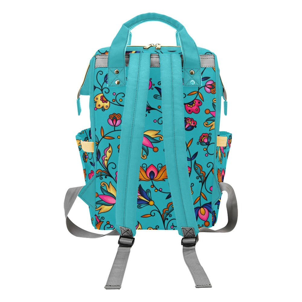 Copper Prairie Petals Turquoise Multi-Function Diaper Backpack/Diaper Bag