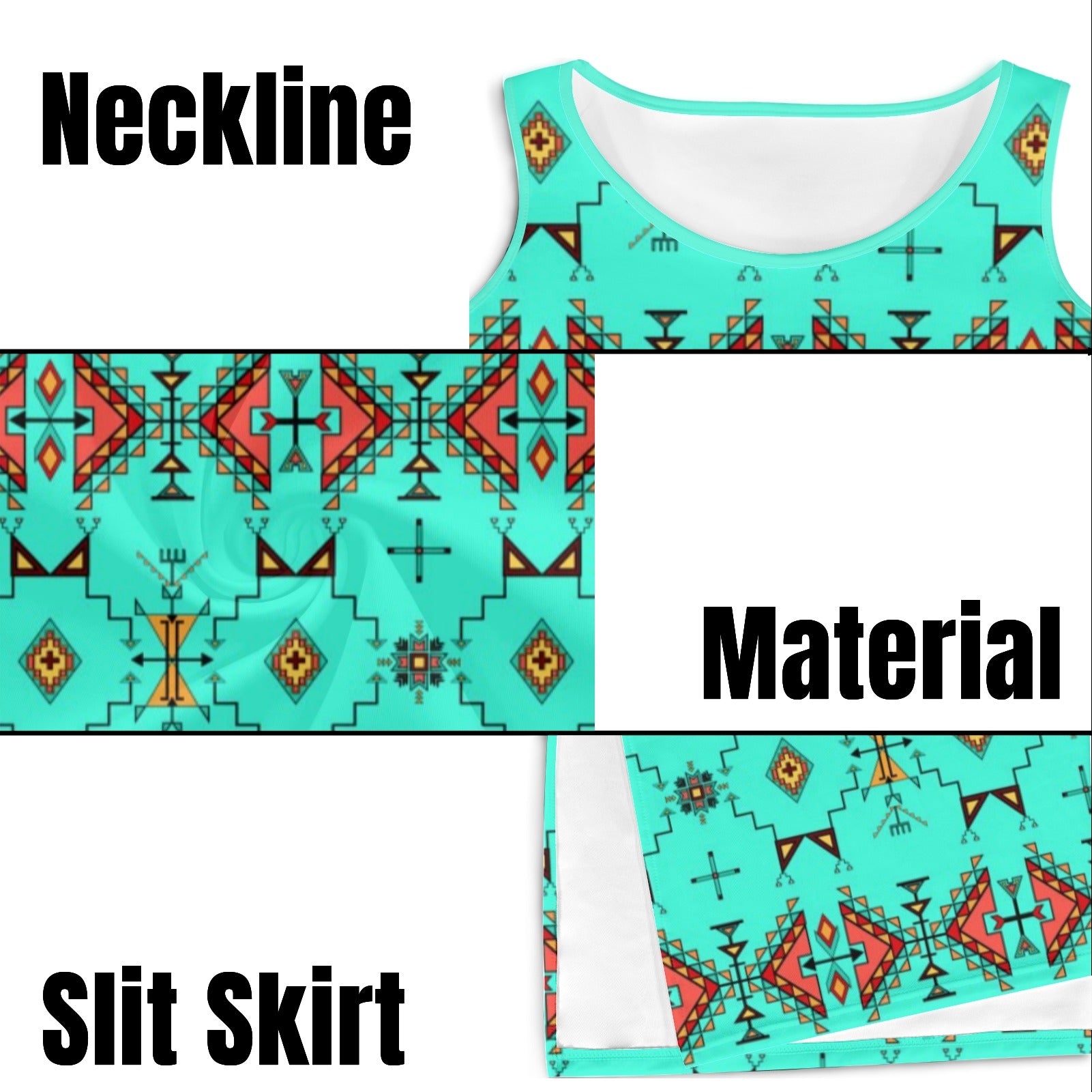 Thunder Flight Turquoise Phaedra Sleeveless Open Fork Long Dress