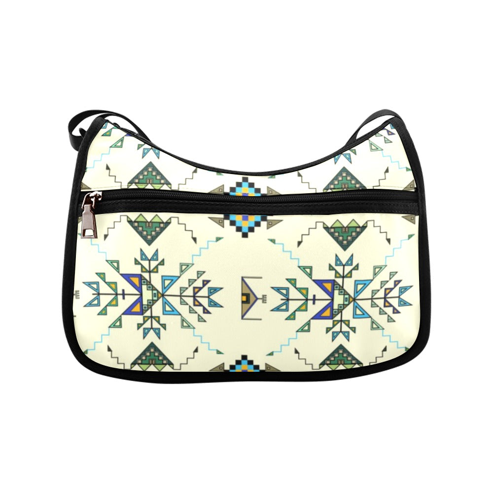 Bear Shield Fabric Cream Crossbody Bag