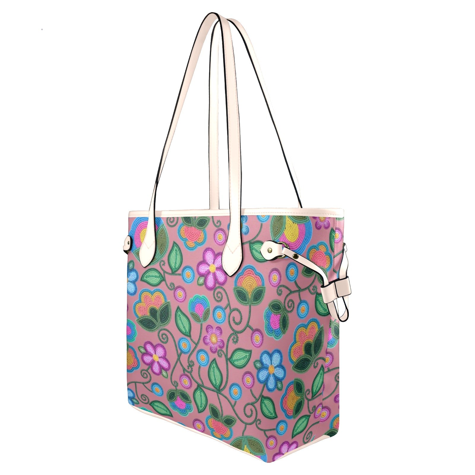 Turquoise Sunbeam Peach Clover Canvas Tote Bag