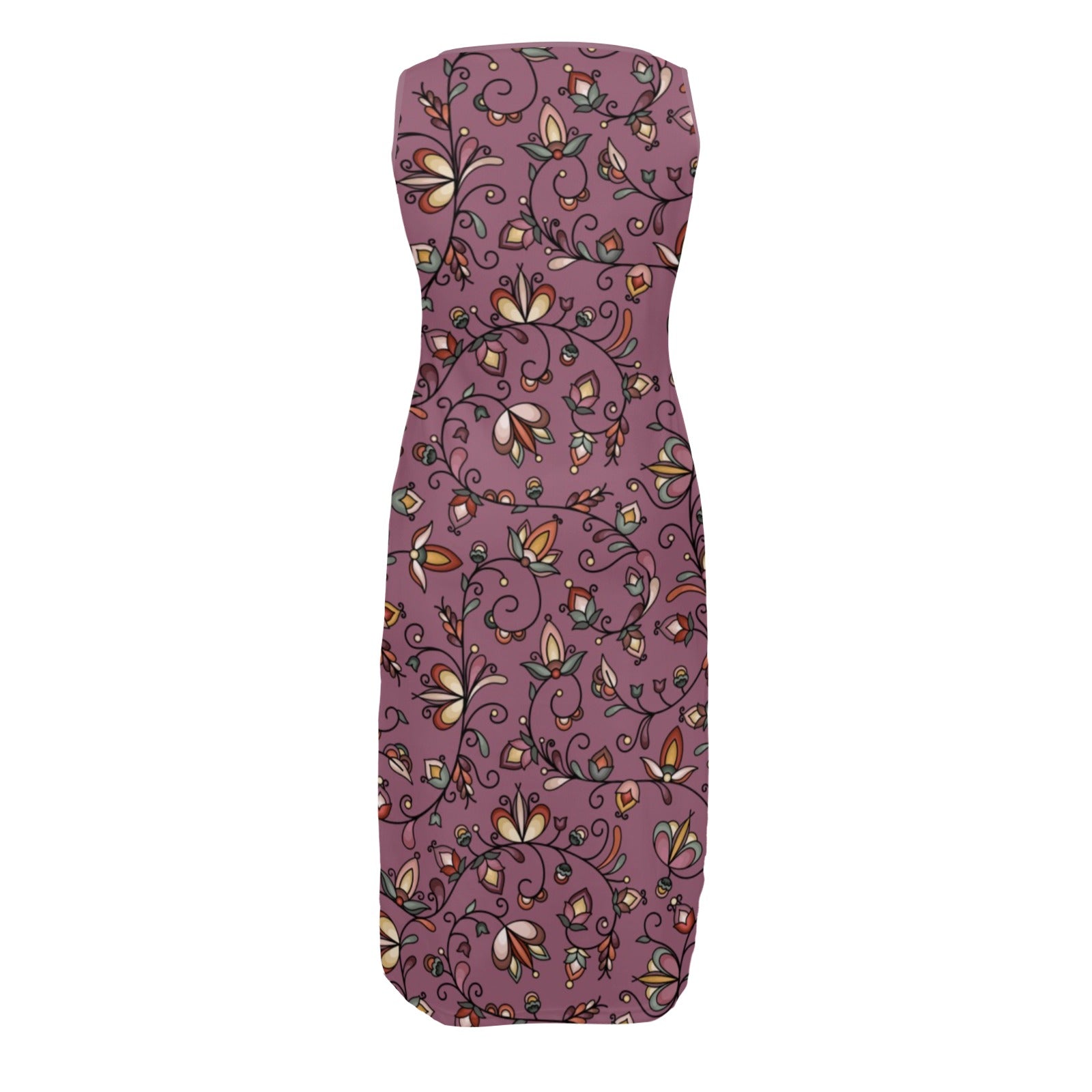 Burnt Sky Petals Magenta Phaedra Sleeveless Open Fork Long Dress