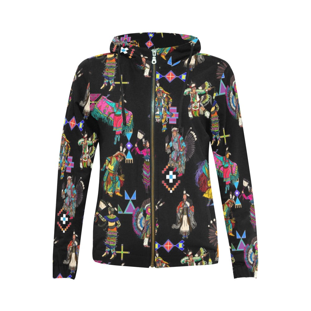 Grand Entry Dancers Black Full Zip Hoodie for Women