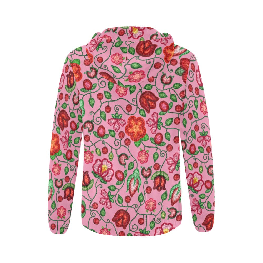 Rose Reverie Pink Full Zip Hoodie for Women