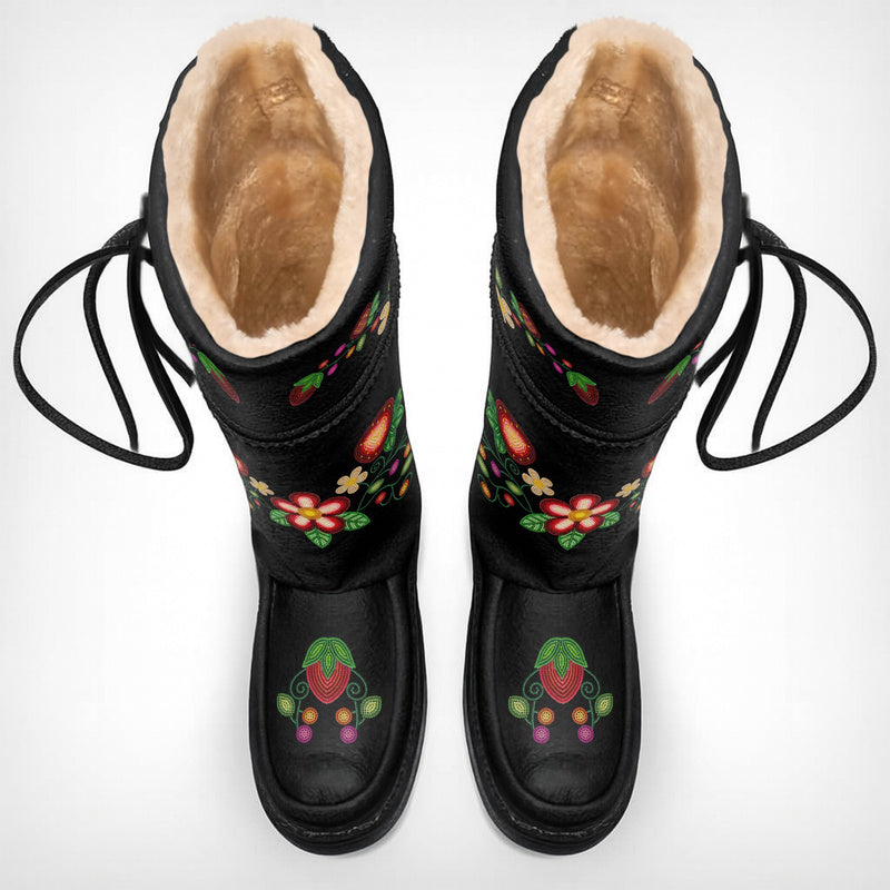 Berry Garden Black Real Leather MocLux Tall