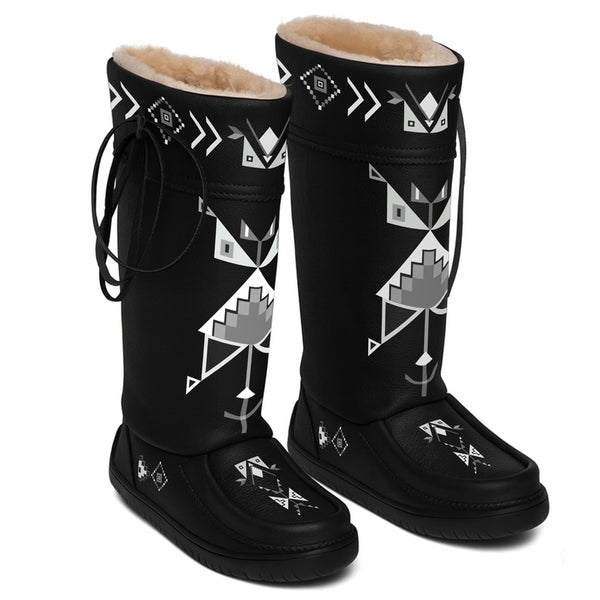 Owl Watcher Black Real Leather MocLux Tall