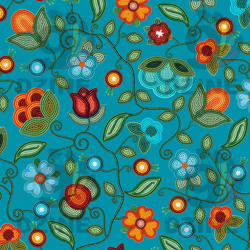Prairie Fire Petals Ocean Satin Fabric By the Yard Pre Order