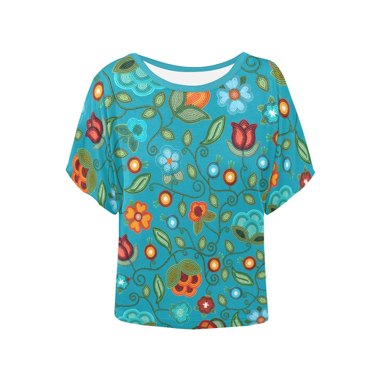 Prairie Fire Petals Ocean Women's Batwing-Sleeved Blouse T-shirt